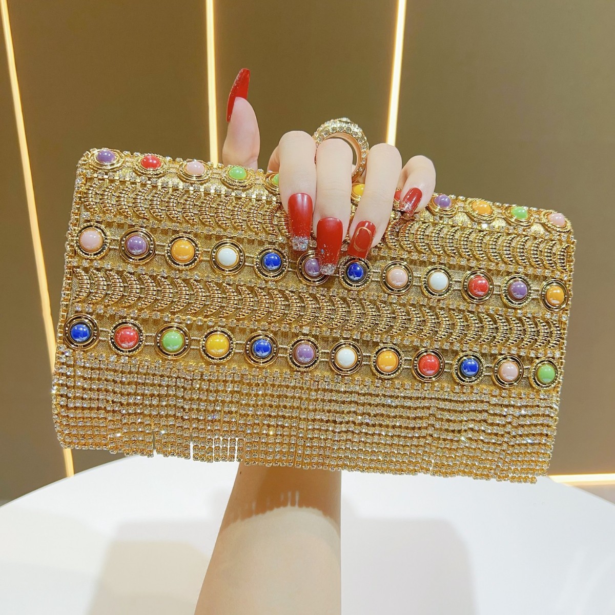 Luxury Bags Europe - Luxury Rhinestone Tassel Gold Silver Evening