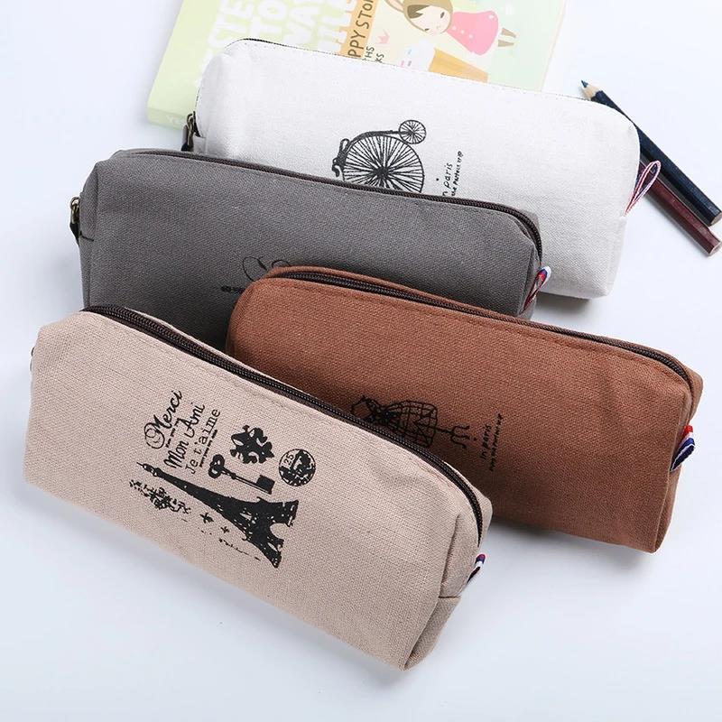 Luxury Bags Paris - Vintage Retro Linen Pen Bag Elegant