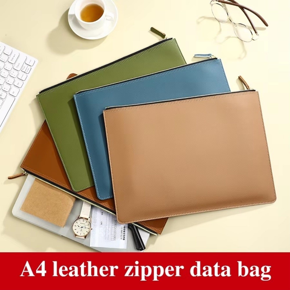 Briefcase Leather Slim - A4 Business Briefcase with Zipper Multiple